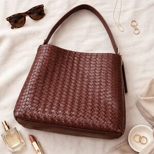 A New Day Woven Brown Shoulder Bag | Chic Minimal Hobo, Quiet Luxury Vibe